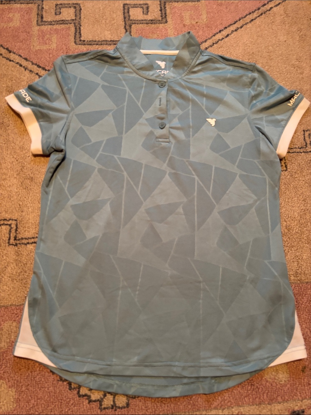 Women’s golf polo - turquoise and white